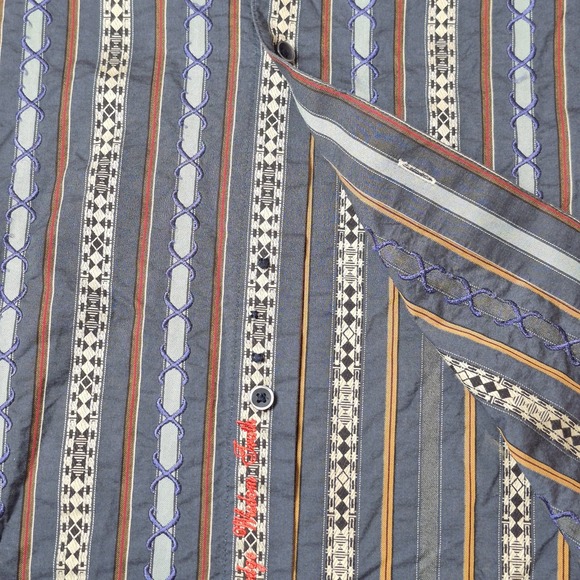 Robert Graham Long Sleeve Button Up Shirt Striped Silk Trim‎ Flip Cuff Men's XL - Picture 7 of 7